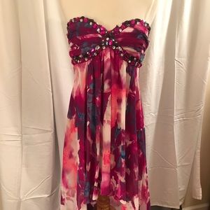 Deb Magenta/Pink Floral Prom Dress